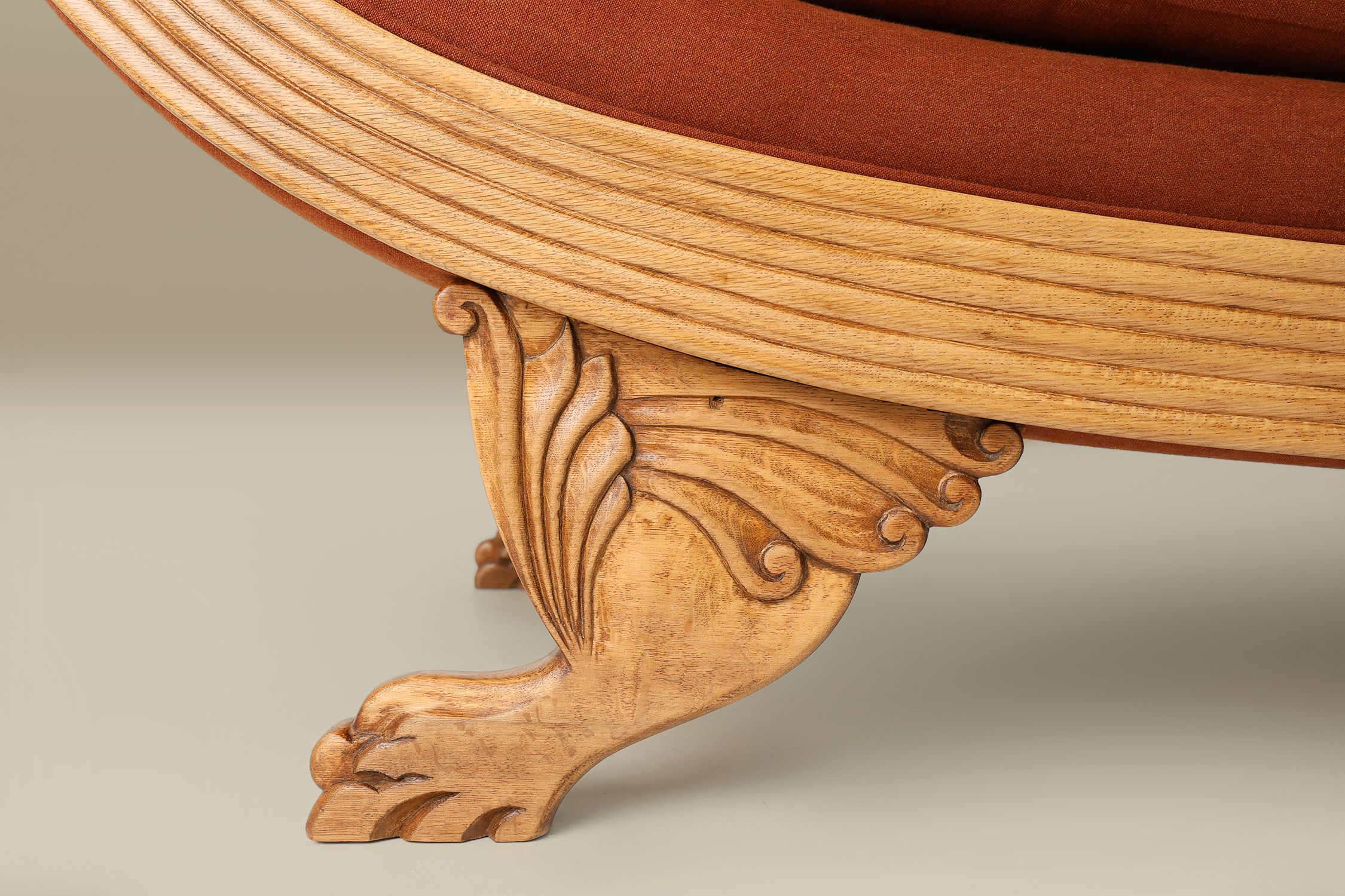 French hand carved oak daybed in Empire stylethumbnail